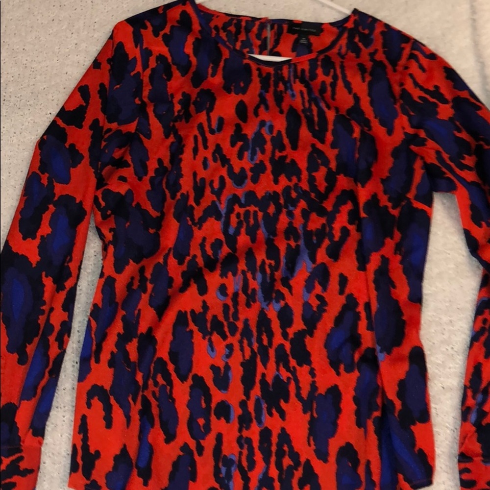 Red & Blue Animal Print Shirt - Silk